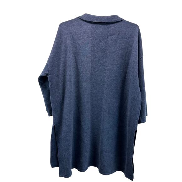 Poetry Merino Wool Tunic Sweater Collared half Button Down Blue 12 - Picture 2 of 10